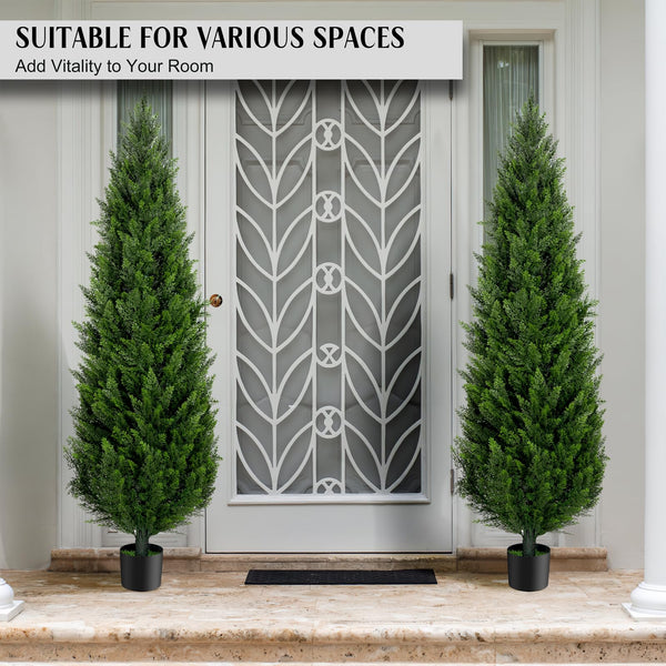 Artificial Cedar Topiary Trees Set of 2 — UV-Resistant Indoor & Outdoor