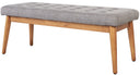 Mid-Century Wood Dining Bench with Tufted Cushion