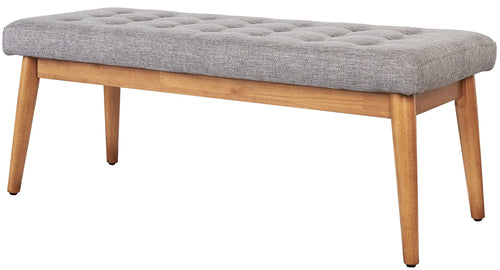 Mid-Century Wood Dining Bench with Tufted Cushion