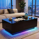 41" LED Coffee Table with 2 Drawers – High Gloss Black