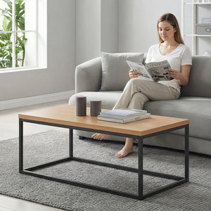 40" Rectangle Coffee Table with Black Metal Legs