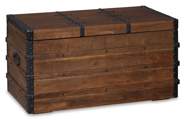 Dark Brown Wood Storage Trunk Coffee Table with Lift Top