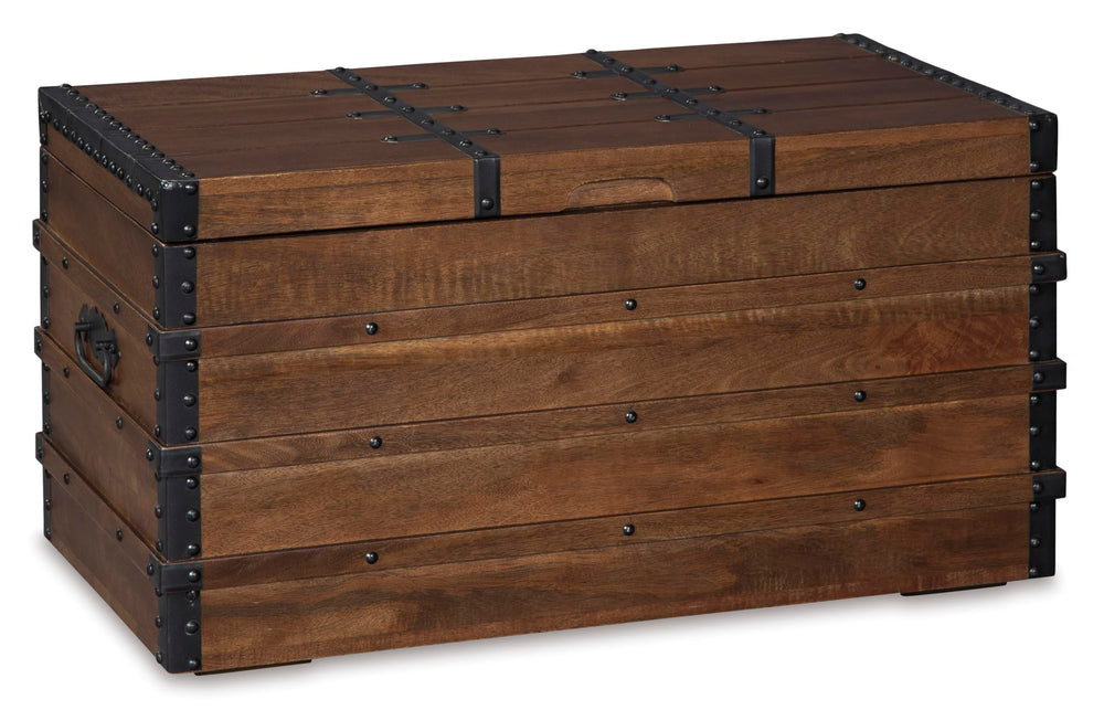 Vintage Wooden Storage Trunk with Hinged Top