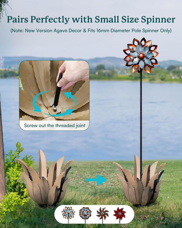 Metal Agave Plant Outdoor Decor Sculpture – 25.5" H Weather-Resistant Rustic Garden Art