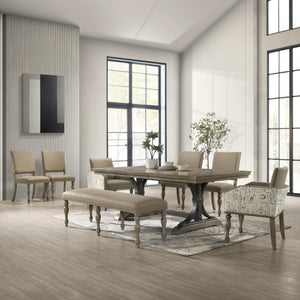 8-Piece Extendable Dining Set with Bench – Driftwood
