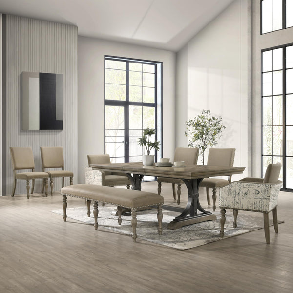 8-Piece Extendable Dining Set with Bench – Driftwood