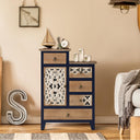 Carved Wood Accent Cabinet with 5 Drawers