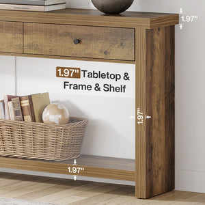 70.9" Extra Long Console Table with 3 Drawers & Open Shelves