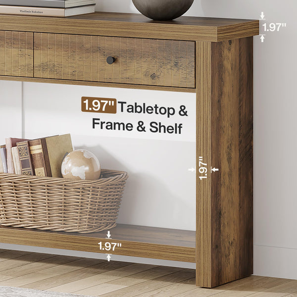 70.9" Extra Long Console Table with 3 Drawers & Open Shelves