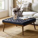Genuine Leather Square Tufted Ottoman Coffee Table