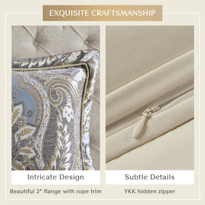 California King Chenille Jacquard Damask Comforter Set – 4 Piece
