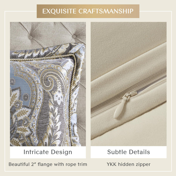 California King Chenille Jacquard Damask Comforter Set – 4 Piece