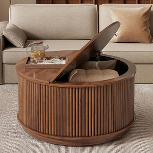 Fluted Lift Top Coffee Table with Hidden Storage