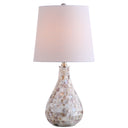 Seashell Coastal Mini LED Table Lamp with White Linen Drum Shade