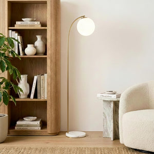 Modern LED Floor Lamp with Frosted Glass Globe