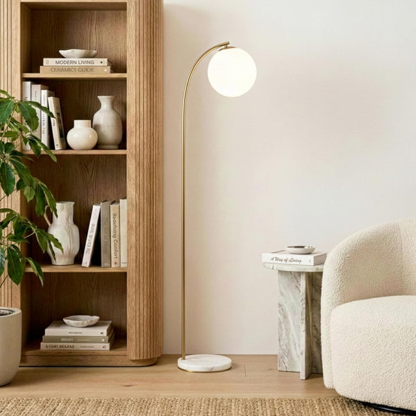 Modern LED Floor Lamp with Frosted Glass Globe