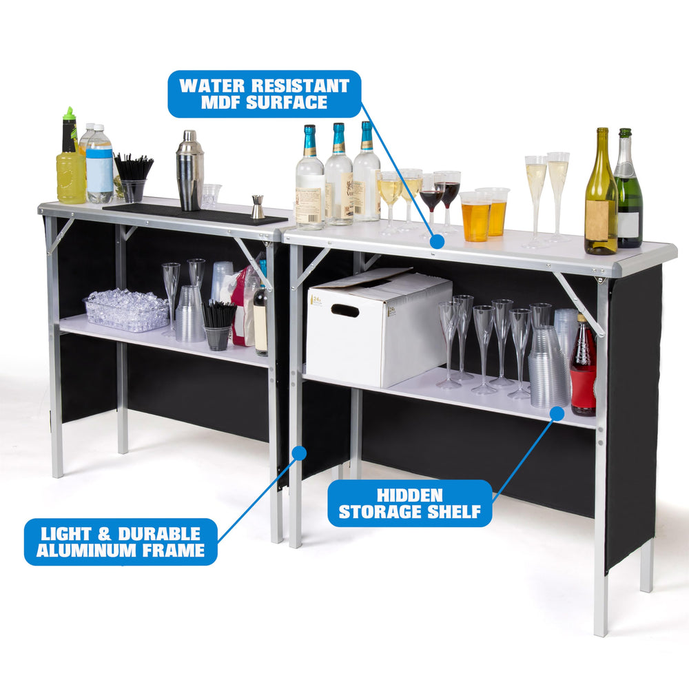 Portable Double Bar Table Set with Carrying Case – Standard or LED