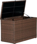 Outdoor Wicker Storage Trunk with Lockable Lid
