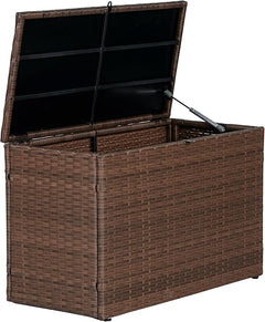 Outdoor Wicker Storage Trunk with Lockable Lid