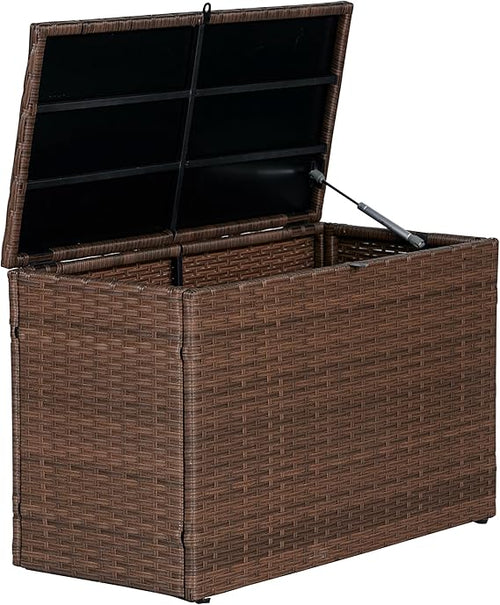 Outdoor Wicker Storage Trunk with Lockable Lid