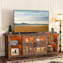 Farmhouse LED TV Stand with Power Outlet & LED Lighting