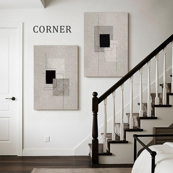 Large Abstract Wall Art Set of 2 – 24x36 Inch Framed Sandstone Canvas