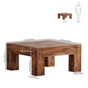 Square Farmhouse Coffee Table 35.5" Rustic Brown