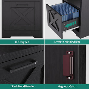 L-Shaped Desk with Power Outlets, File Drawer & Monitor Stand
