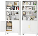 6-Tier Metal Bookcase with Doors – Floor Standing Storage Shelf