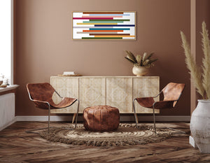 Modern Color Block Stacks Framed Canvas Wall Art 18x40