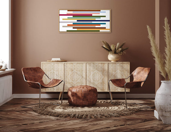 Modern Color Block Stacks Framed Canvas Wall Art 18x40