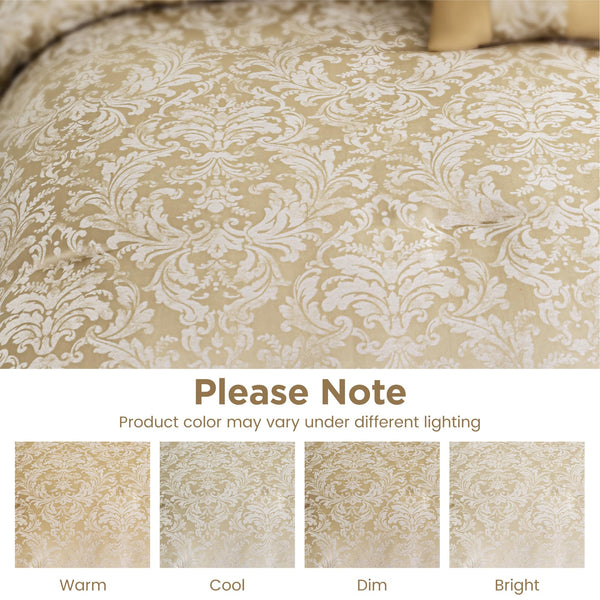 6-Piece Jacquard Comforter Set – All-Season Bedding with Euro Shams & Throw Pillow