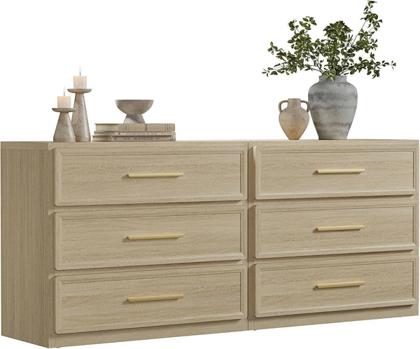 Oversized Nightstand Set of 2 with 3-Drawer Storage