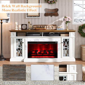 4-Piece Farmhouse Living Room Set with Electric Fireplace TV Stand