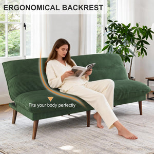 75 Inch Convertible Futon Sofa Bed with Adjustable Backrest