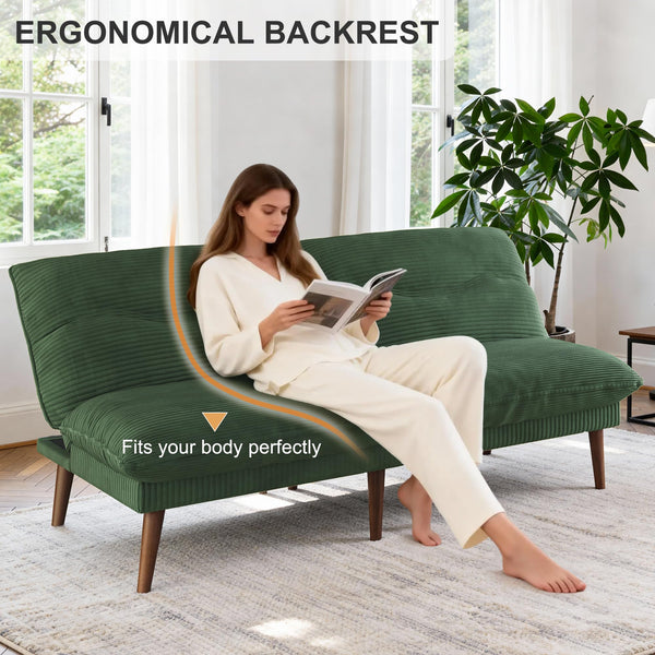 75 Inch Convertible Futon Sofa Bed with Adjustable Backrest