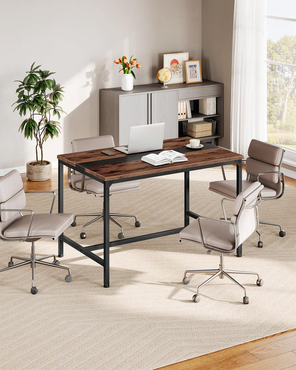 Rectangle Dining Table for 6 – Rustic Brown & Black