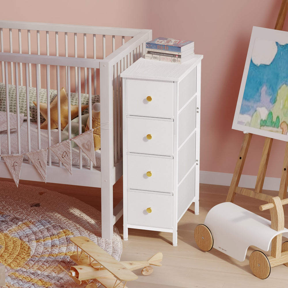 Narrow Dresser with 4 Fabric Drawers