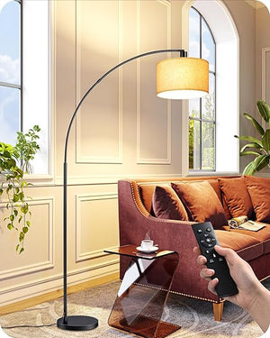 Modern Arc Floor Lamp with Remote & Dimmable Bulb