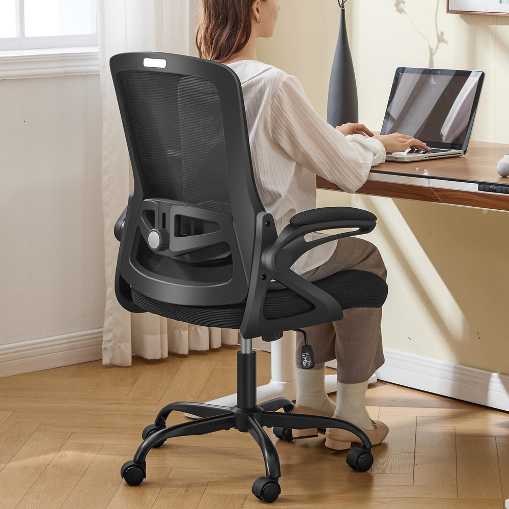 Ergonomic Mesh Office Chair with Adjustable Lumbar Support & Flip-Up Armrests
