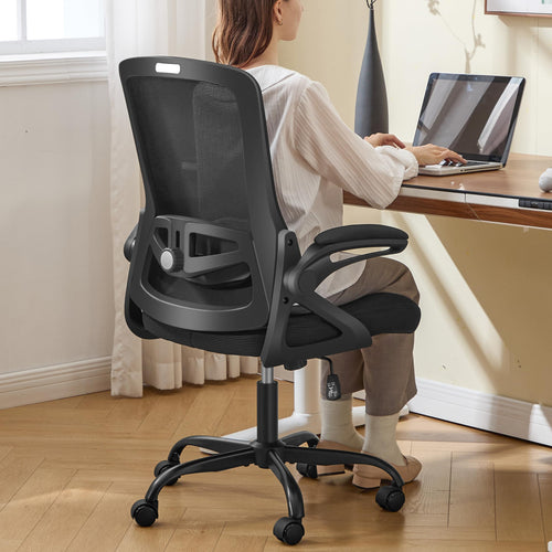 Ergonomic Mesh Office Chair with Adjustable Lumbar Support & Flip-Up Armrests