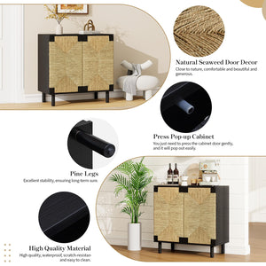 Seagrass Sideboard Buffet Cabinet with Adjustable Shelf