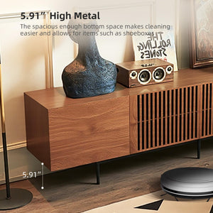 Mid-Century Modern TV Stand with 4 Storage Cabinets