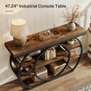 47" 5-Tier Console Table with Metal Frame