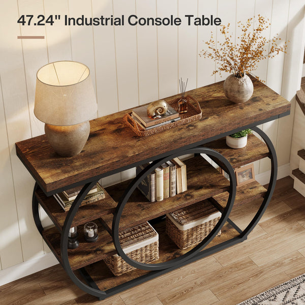 47" 5-Tier Console Table with Metal Frame