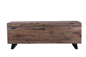 46" Acacia Wood Storage Trunk with Metal Legs