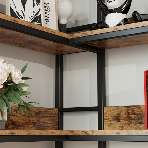 6-Tier L-Shaped Corner Bookshelf with Metal Frame