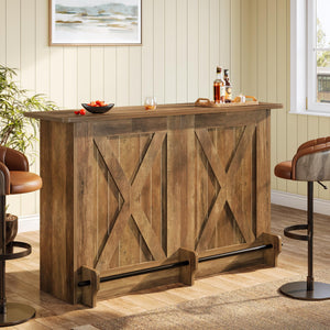63-Inch 2-Tier Bar Table with Footrest