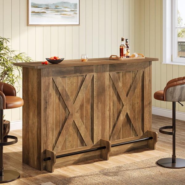 63-Inch 2-Tier Bar Table with Footrest