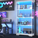 Glass Display Cabinet with LED Lights, 4-Tier Curio Cabinet, 63" Tall